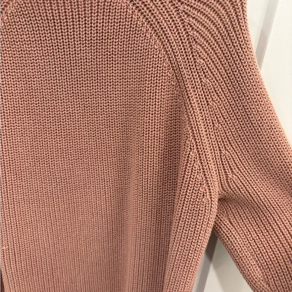 Jenni Kayne Dusty Rose Fisherman Knit Cotton Crew Neck Sweater Tag Size Large - Picture 12 of 14